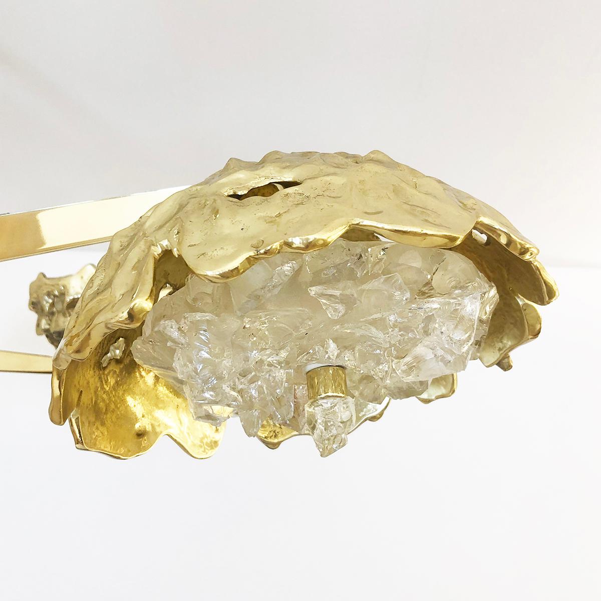 Fusione Ceiling Light by Gaspare Asaro-Polished Brass Finish  In New Condition For Sale In New York, NY