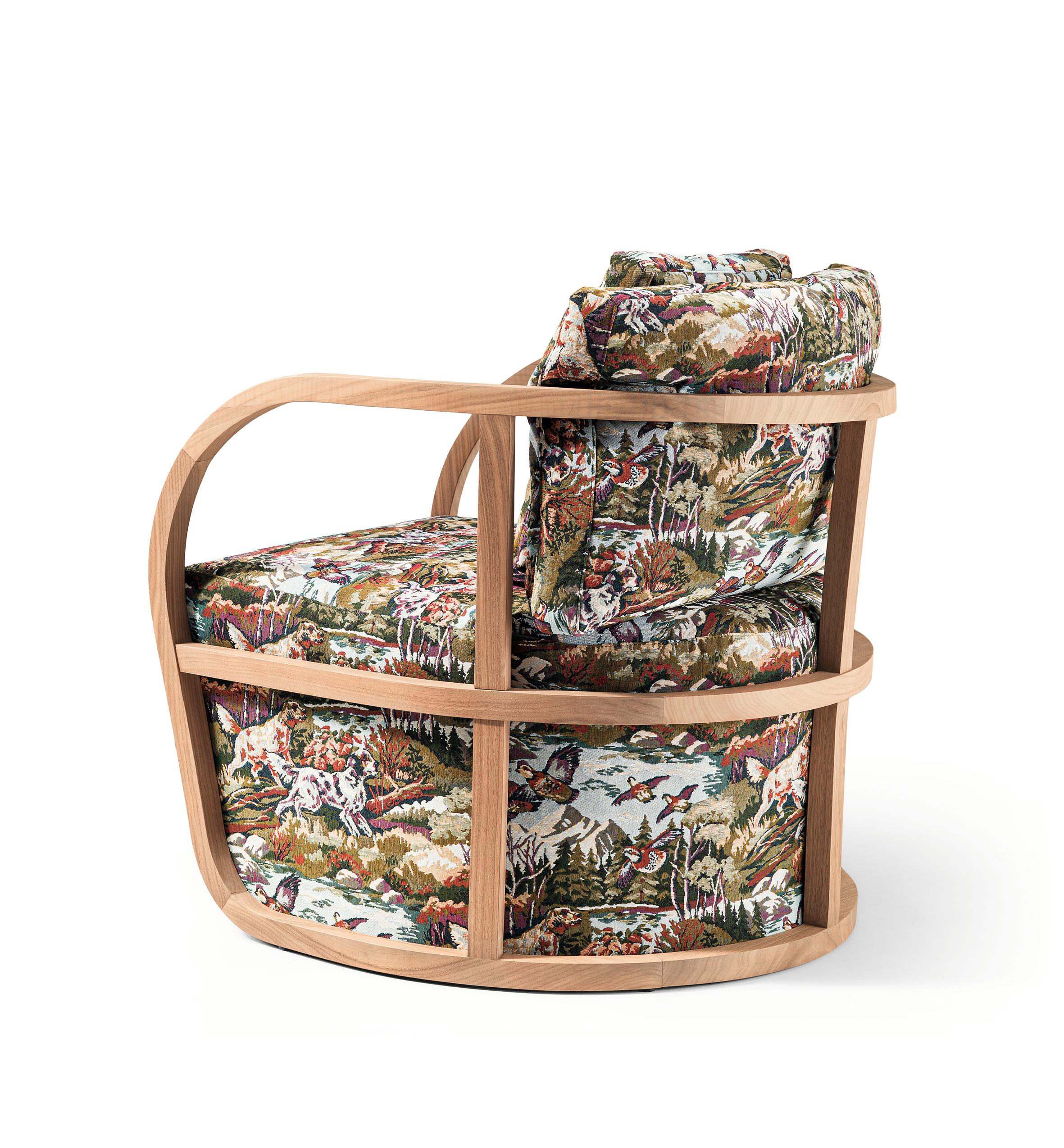 Sillón FUSTA Curve Lounge de nogal canaletto macizo by Storagemilano Italiano en venta