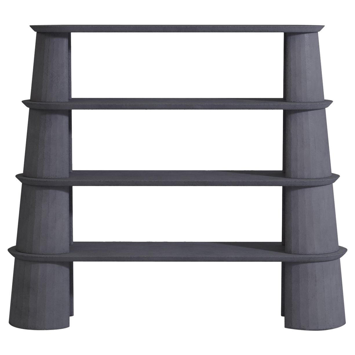 21st Century Studio Irvine Fusto Bookcase Concrete Bookshelves Ink Grey Cement For Sale