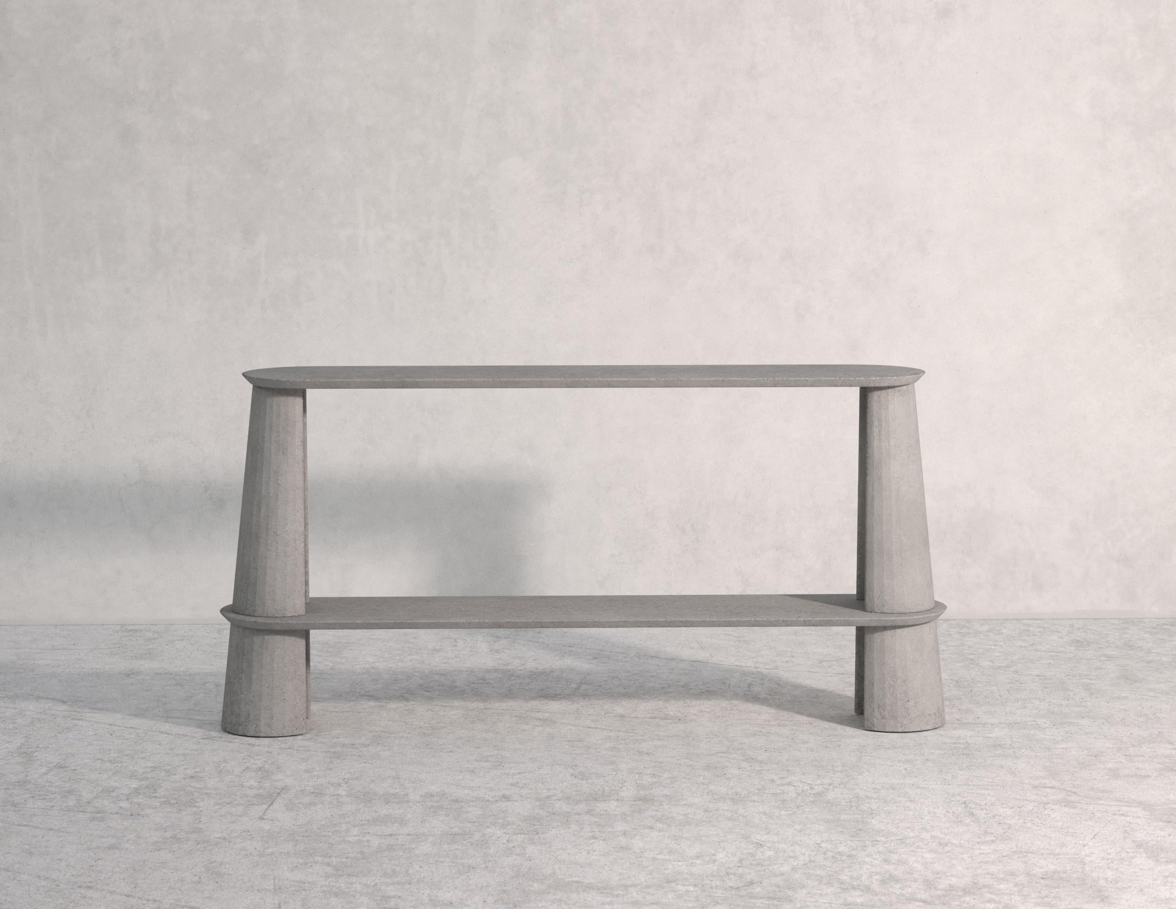 Moulé 21st Century Studio Irvine Fusto Side Console Table Concrete Cement Green Fir  en vente