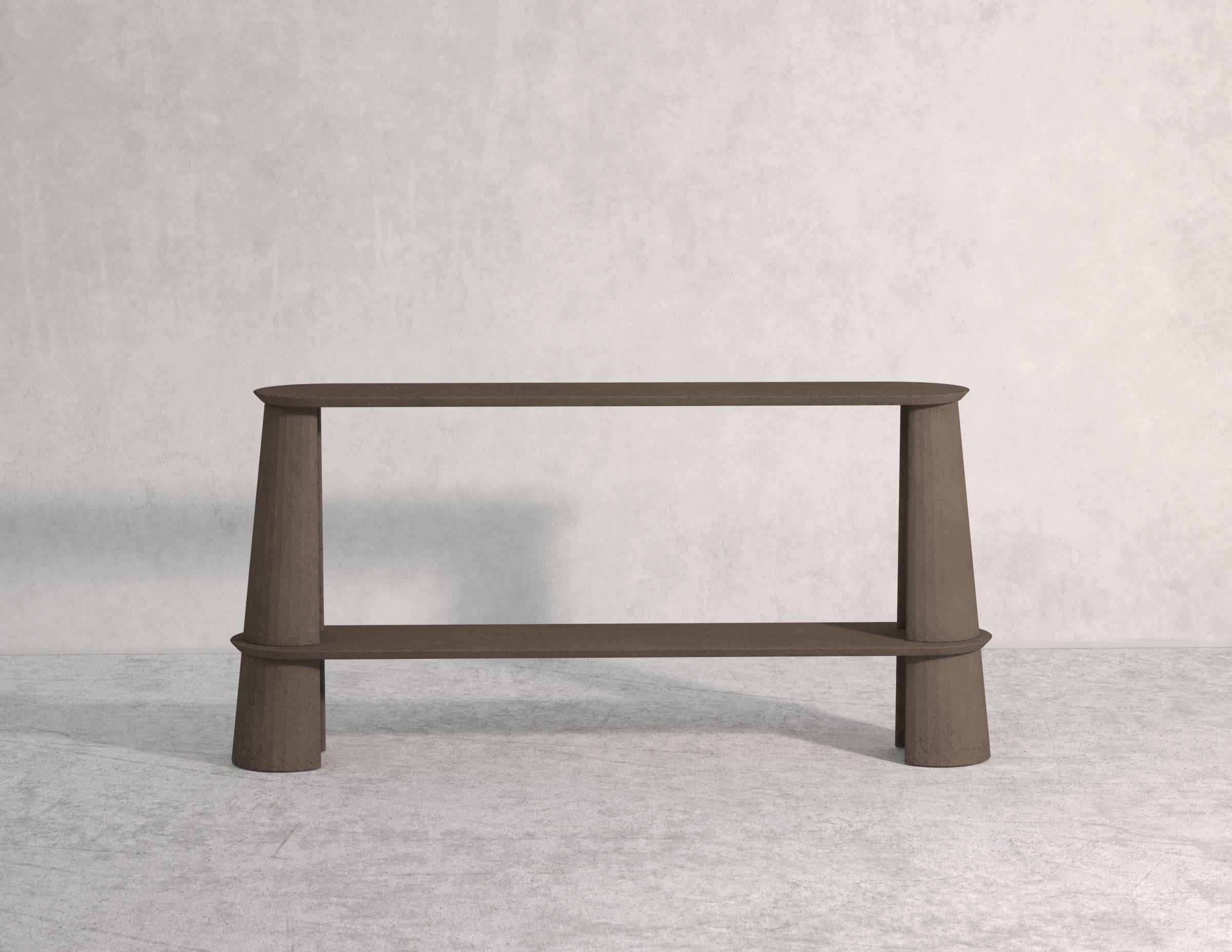 Contemporary 21st Century Studio Irvine Fusto Side Console Table Concrete Cement Green Fir  For Sale