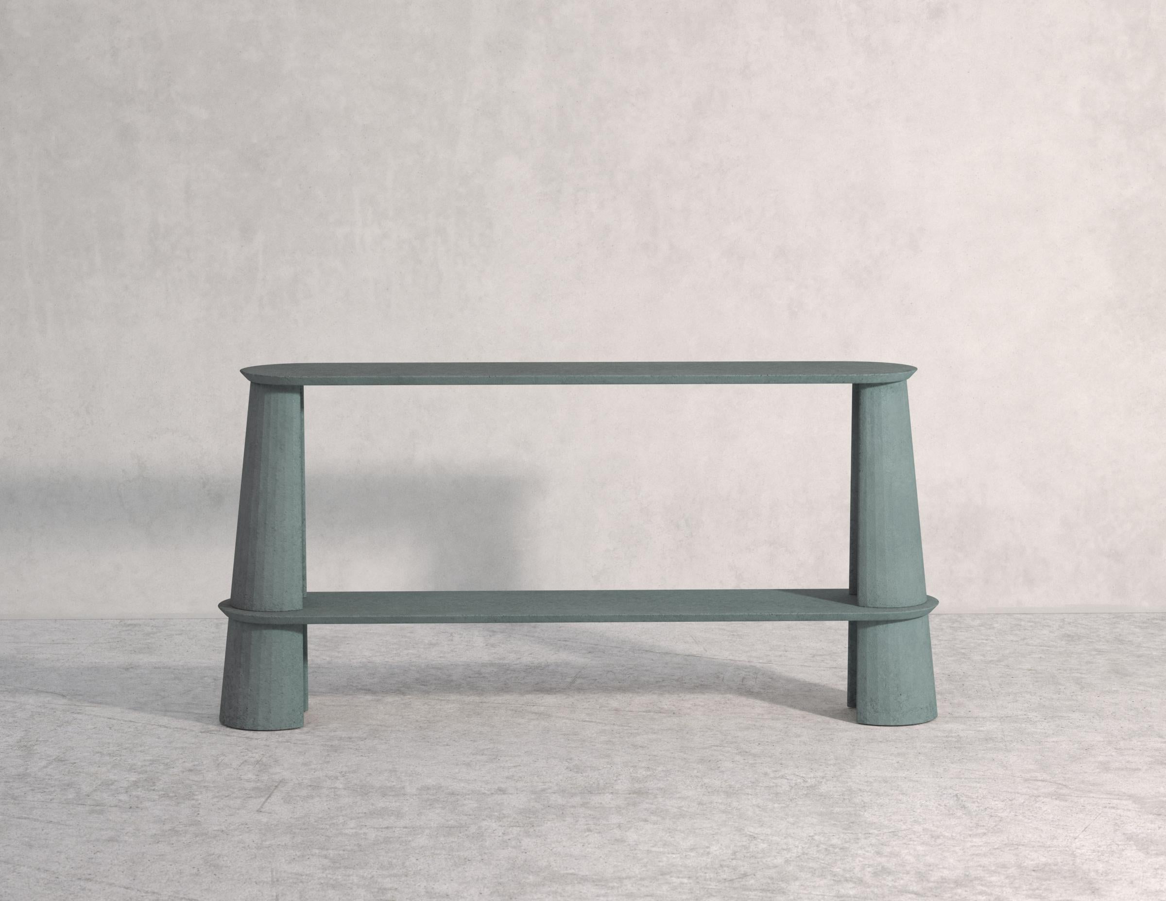 21st Century Studio Irvine Fusto Side Console Table Concrete Cement Green Fir  For Sale 4