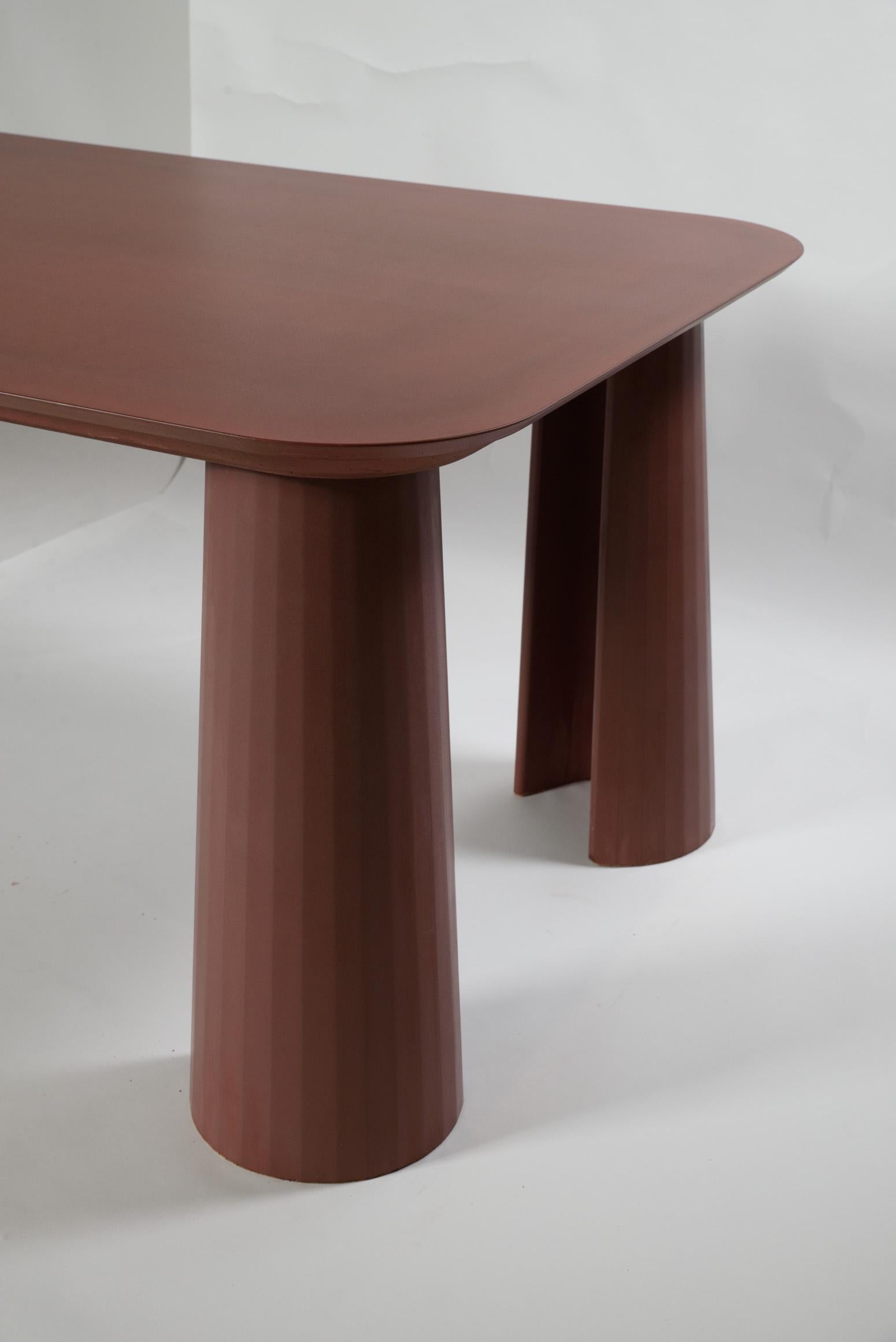 Italian 21St Century Studio Irvine Fusto Rectangular Dining Table Red Brick Cement Color For Sale