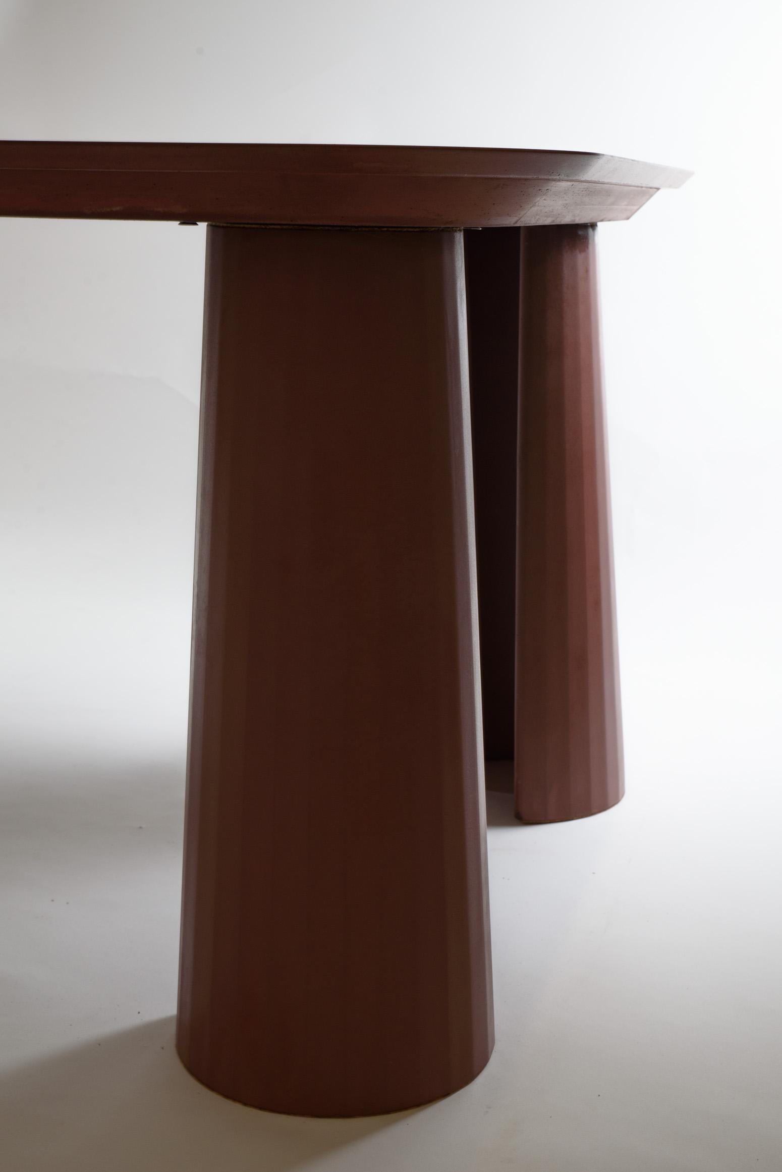 Classical Roman 21St Century Studio Irvine Fusto Rectangular Dining Table Red Brick Cement Color For Sale