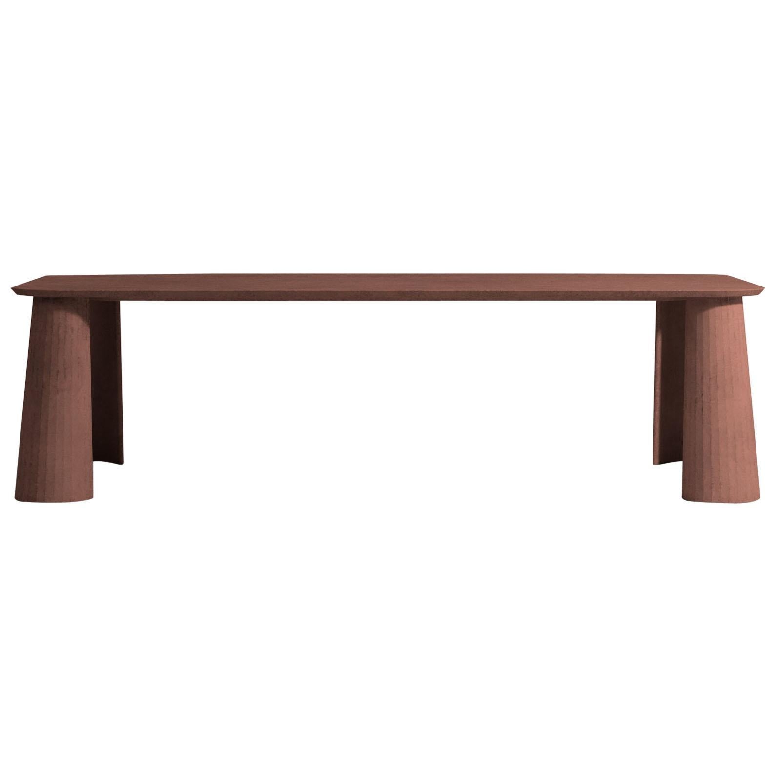 21St Century Studio Irvine Fusto Rectangular Dining Table Red Brick Cement Color For Sale