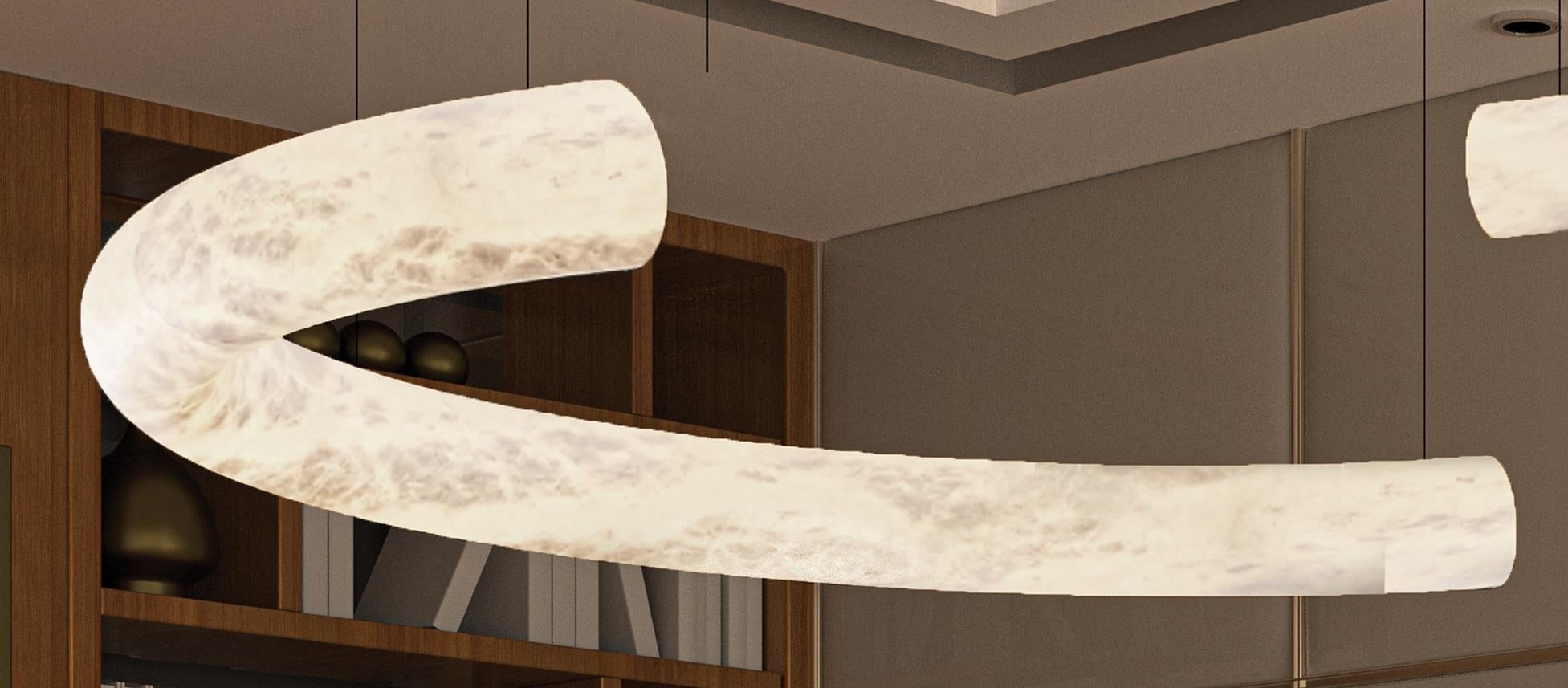 Moderno Lampada a sospensione Futatsu Large di Alabastro Italiano in vendita