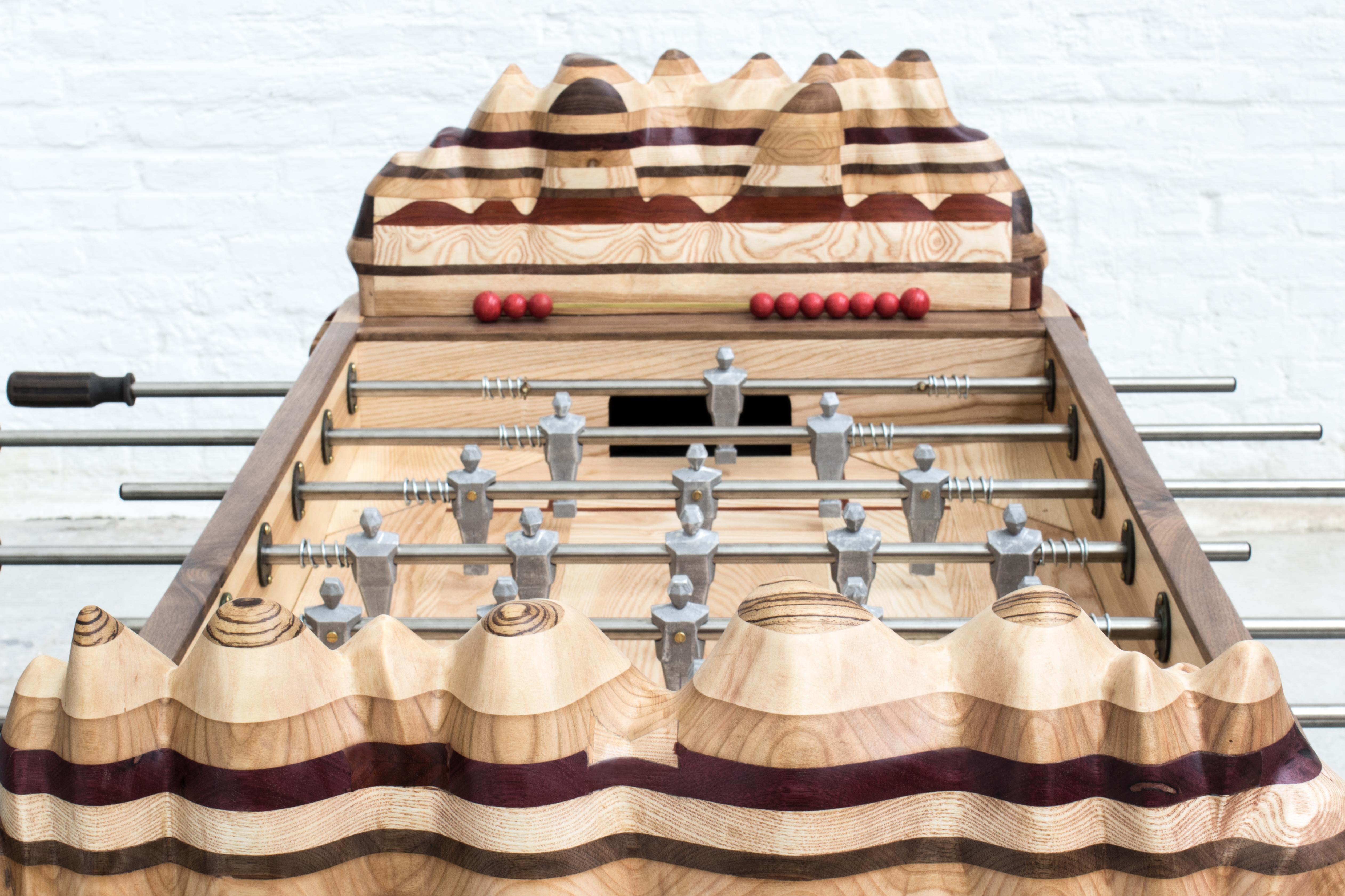 Modern 'Futbolin' Foosball Game Table in Blended Woods by Hillsideout For Sale