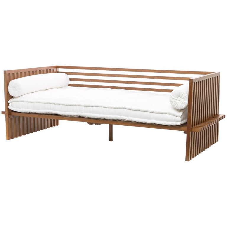 Futon Daybed Sofa, Contemporary Japanese Style Sofa in Solid Wood Structure 1