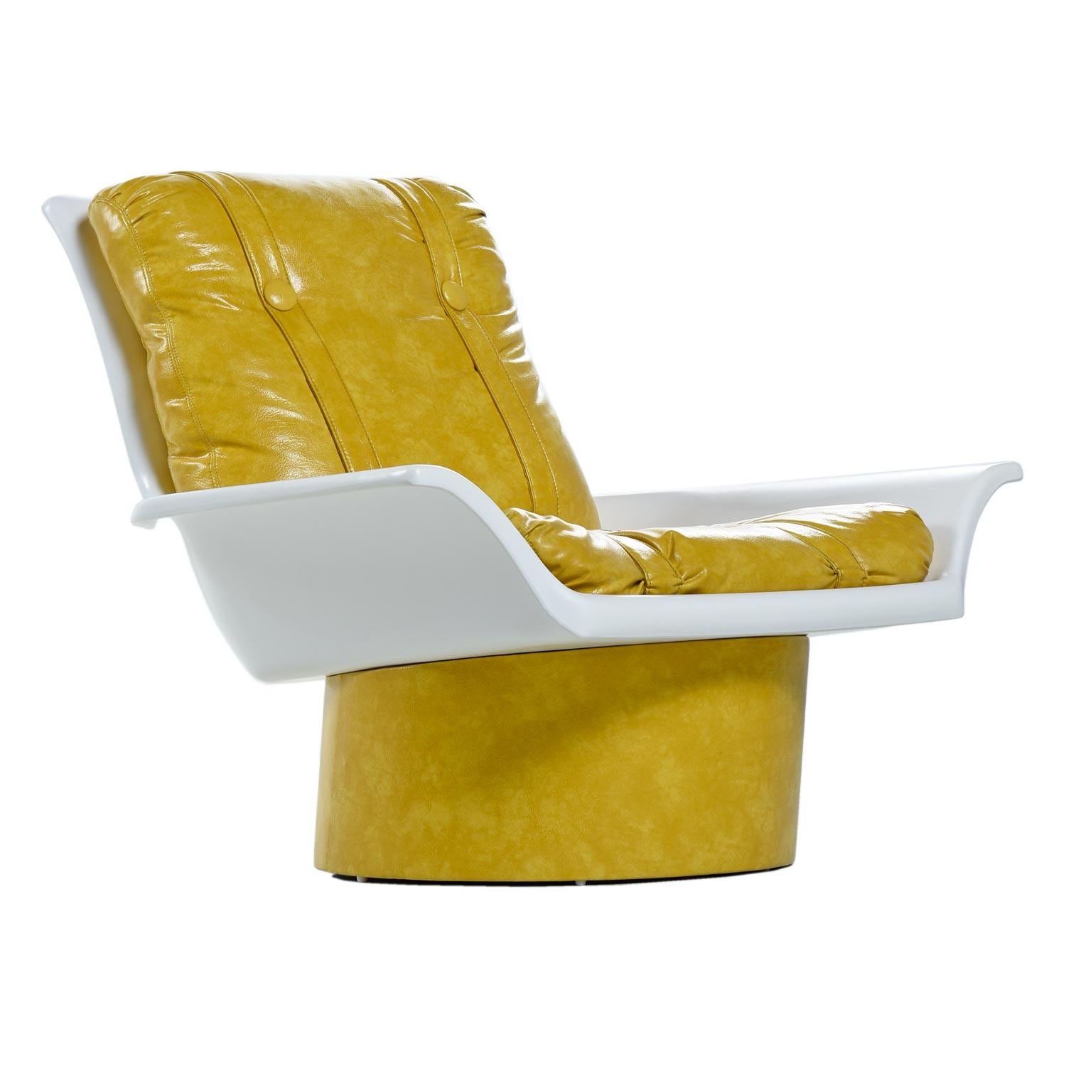 American Futorian Decorian Molded Plastic Lemon Candy Shell Italian Modern Lounge Chairs