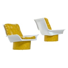 Retro Futorian Decorian Molded Plastic Lemon Candy Shell Italian Modern Lounge Chairs