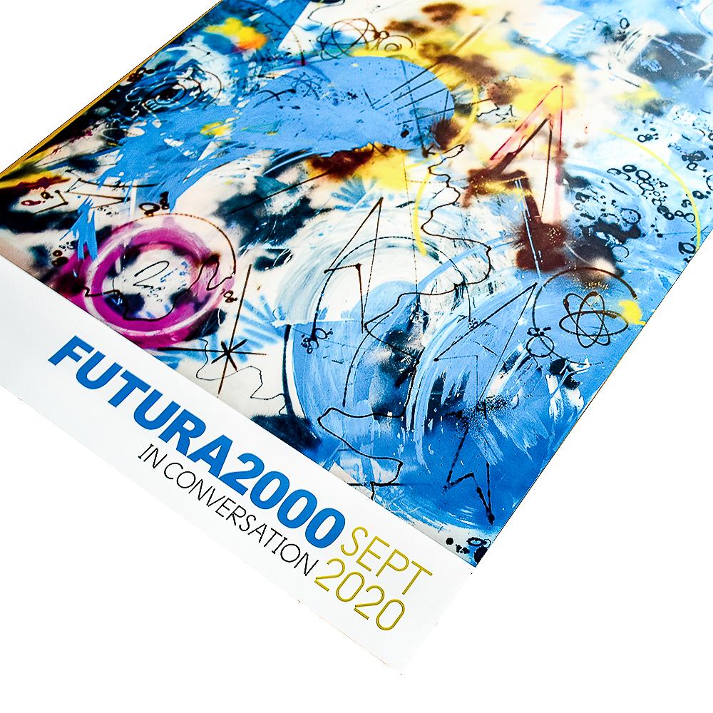 Extrem leuchtende Farben auf diesem atemberaubenden Plakat der legendären Futura.
 Hergestellt für die Ausstellung 