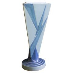 "Futura Bud Vase", Rare, Classic Art Deco Vase in Dark and Pale Blue