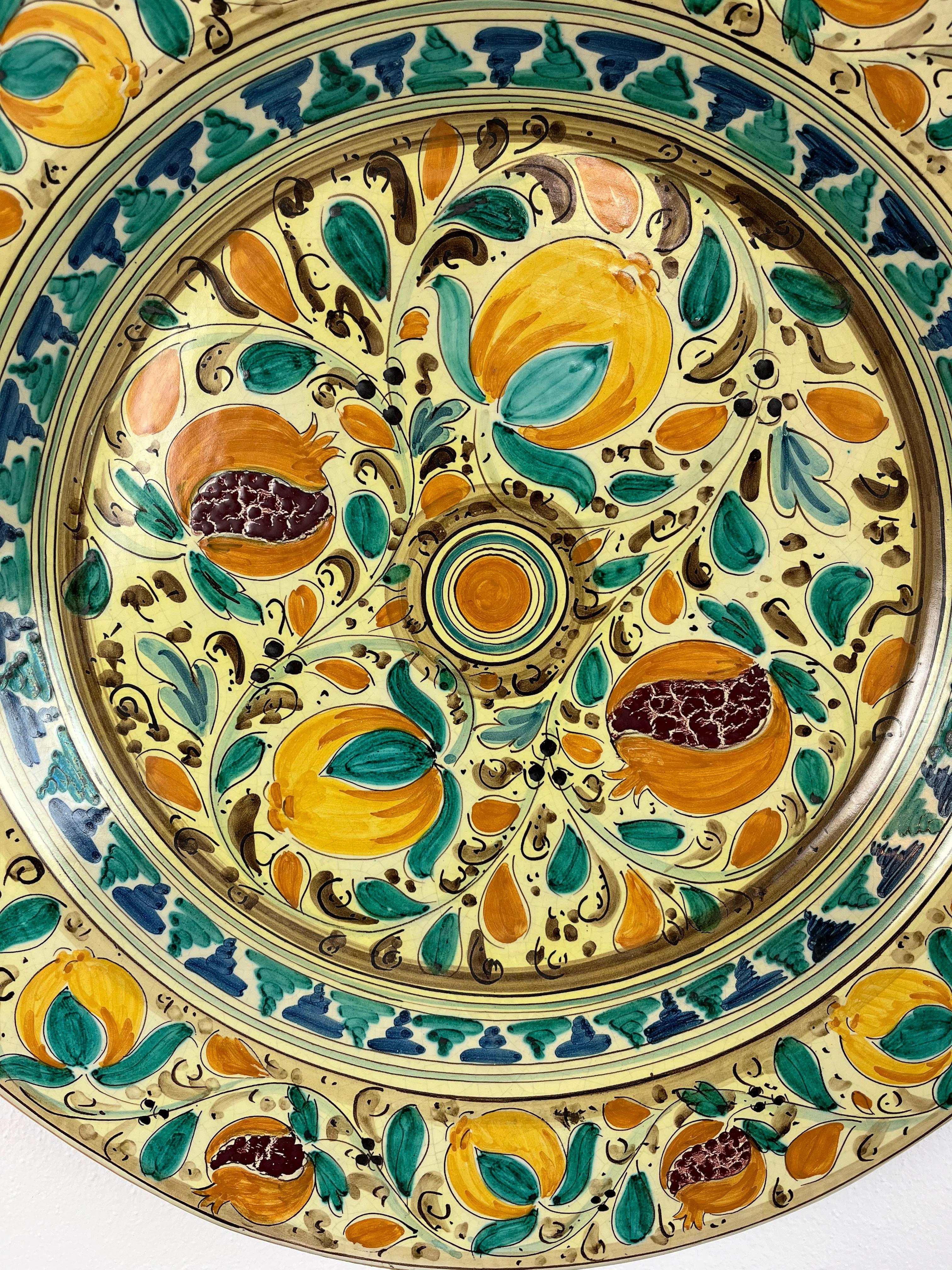 Futura ceramic plate from Caltagirone, Italy, 1970. Diameter 56 cm.
It seems in perfect conditions.
Caltagirone ceramics are among the most famous Sicilian handicrafts.