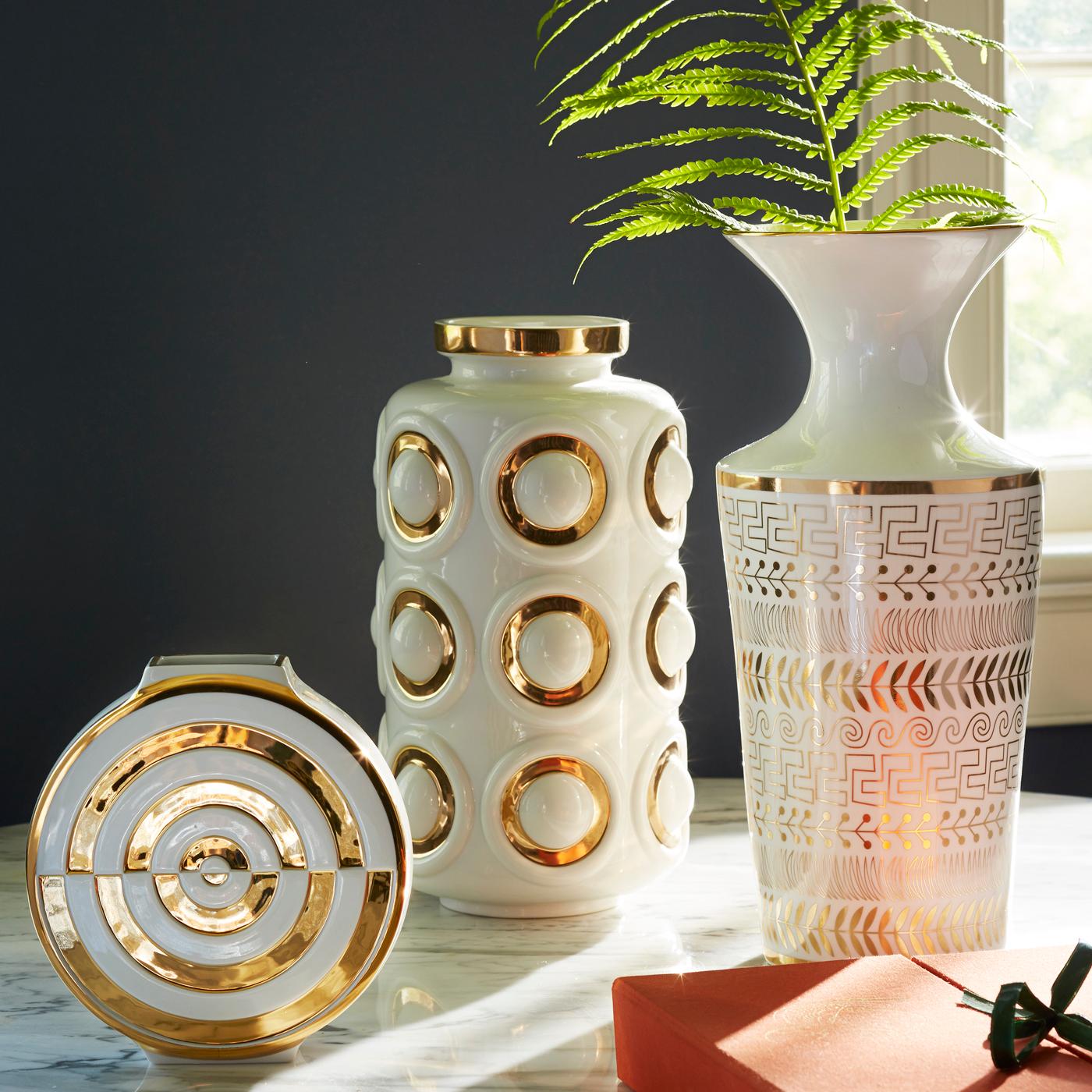 Futura Gilded Circles Vase In New Condition In New York, NY