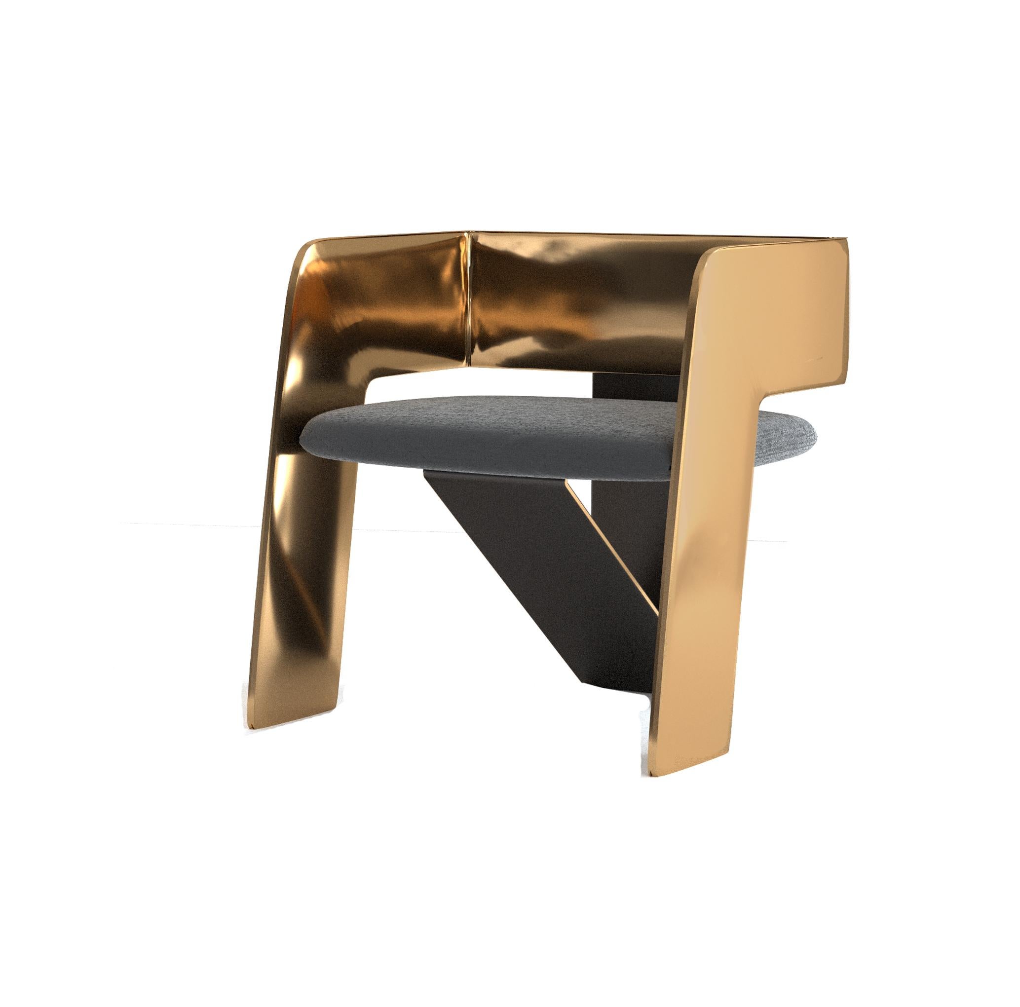 Contemporary Modern Gold Brass Futura Chair by Alter Ego Studio For Sale