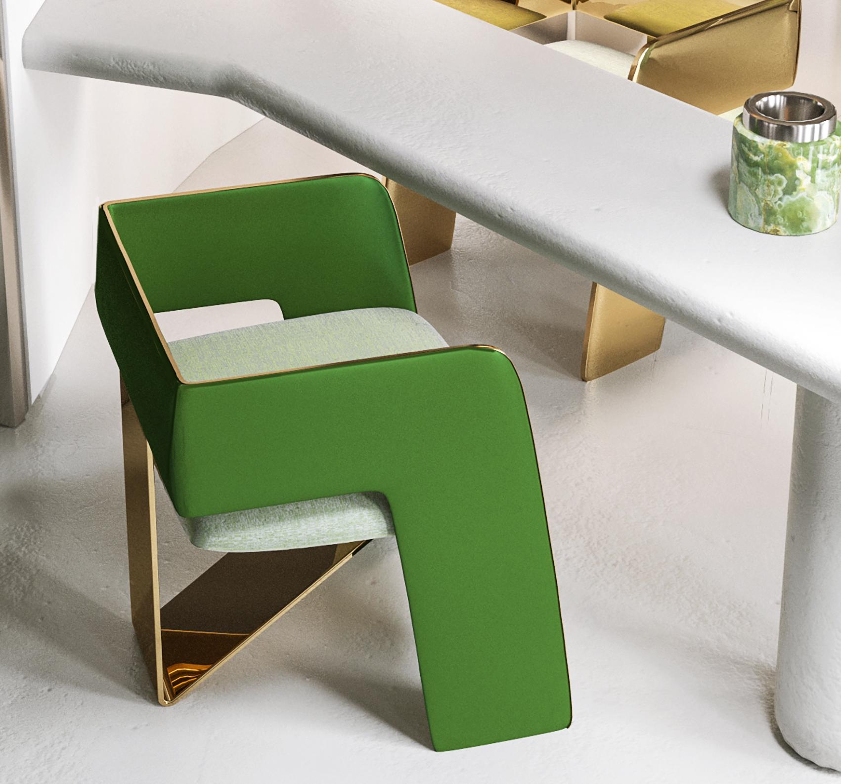 Contemporary Modern Green Metal Futura Chair by Alter Ego Studio For Sale