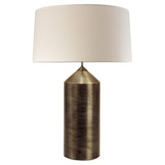 FUTURA Table Lamp in Aged Brass, Modern Art Deco Design Handmade Shade included
