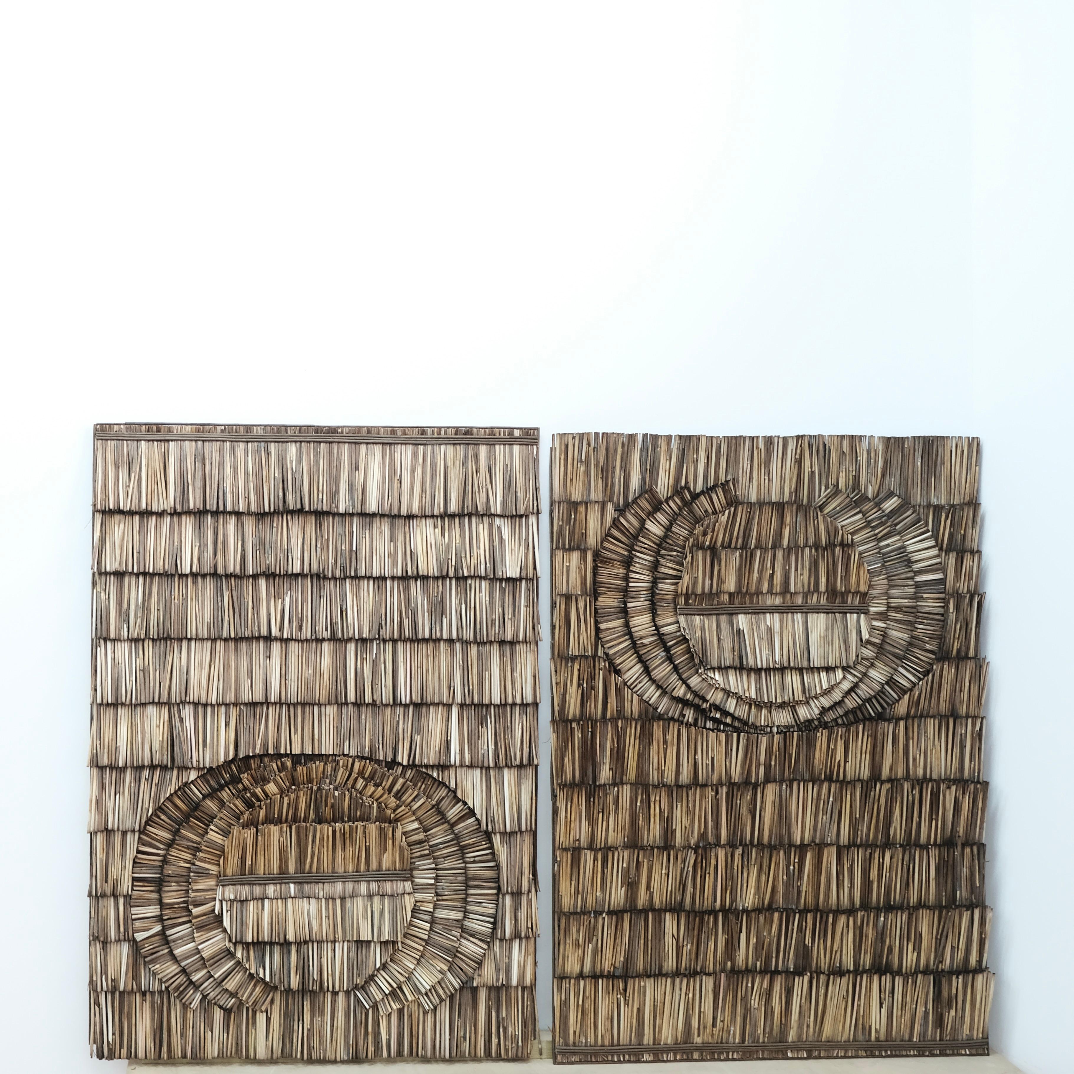 Futura Tableau, Wanddekoration - Naturfaser, braune Farbe, geometrisches Design im Zustand „Neu“ im Angebot in Bilbao, PV