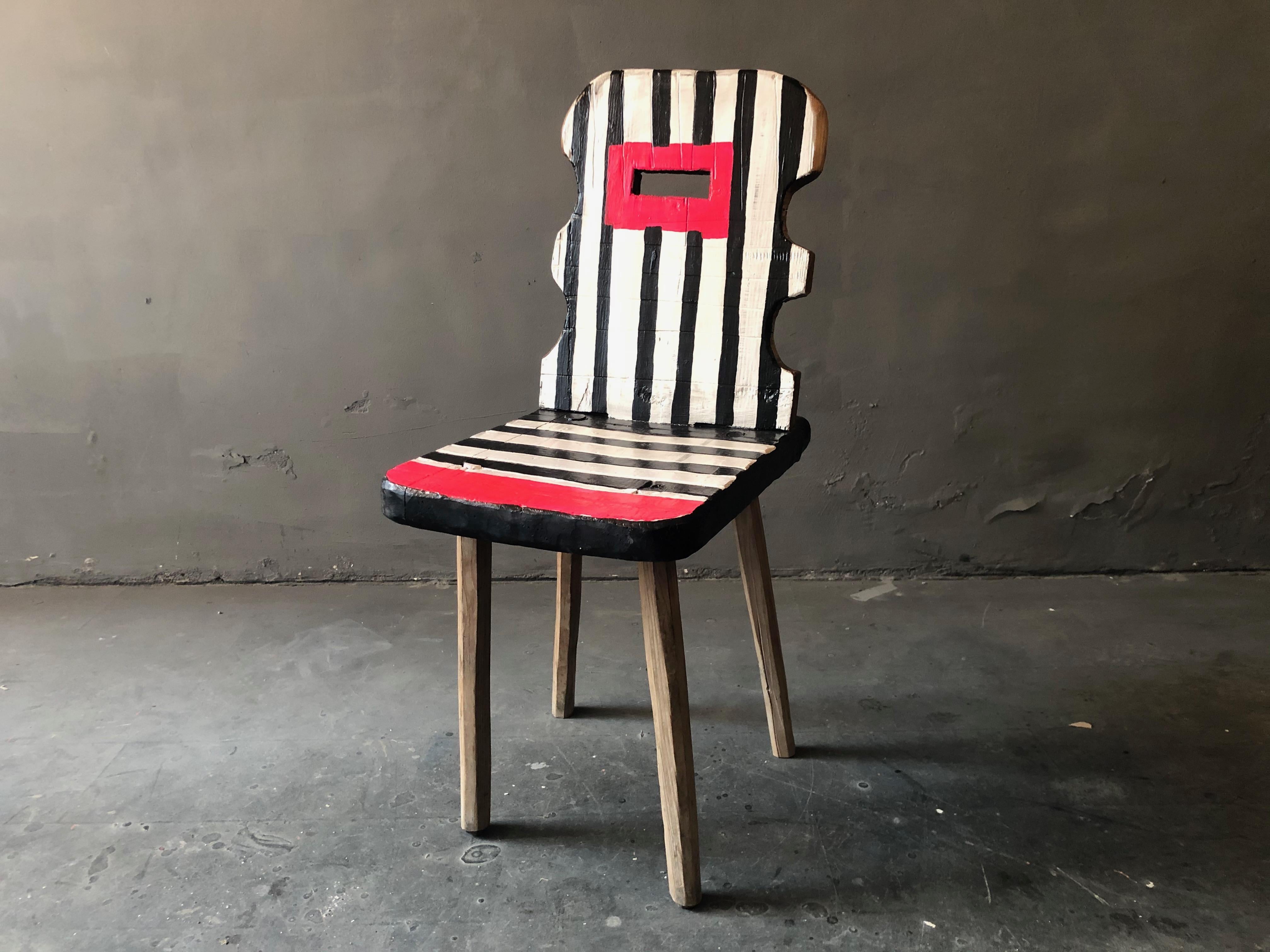 Future Classic Chair by Markus Friedrich Staab
One of a Kind
Dimensions: D 51 x W 34 x H 95 cm.
Materials: Wood, lacquer, paint.

Farm Chair Schwarzwald Germany, painted, multi-lacquered, griphole added.

Markus Friedrich Staab
Furniture has always