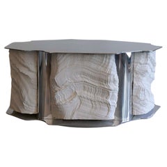 Future Fossils Low Table in Stoneware and Aluminum by Simon Johns