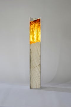 Future Fossils Magma Lamp in White Stoneware and Yellow Glass by Simon Johns
