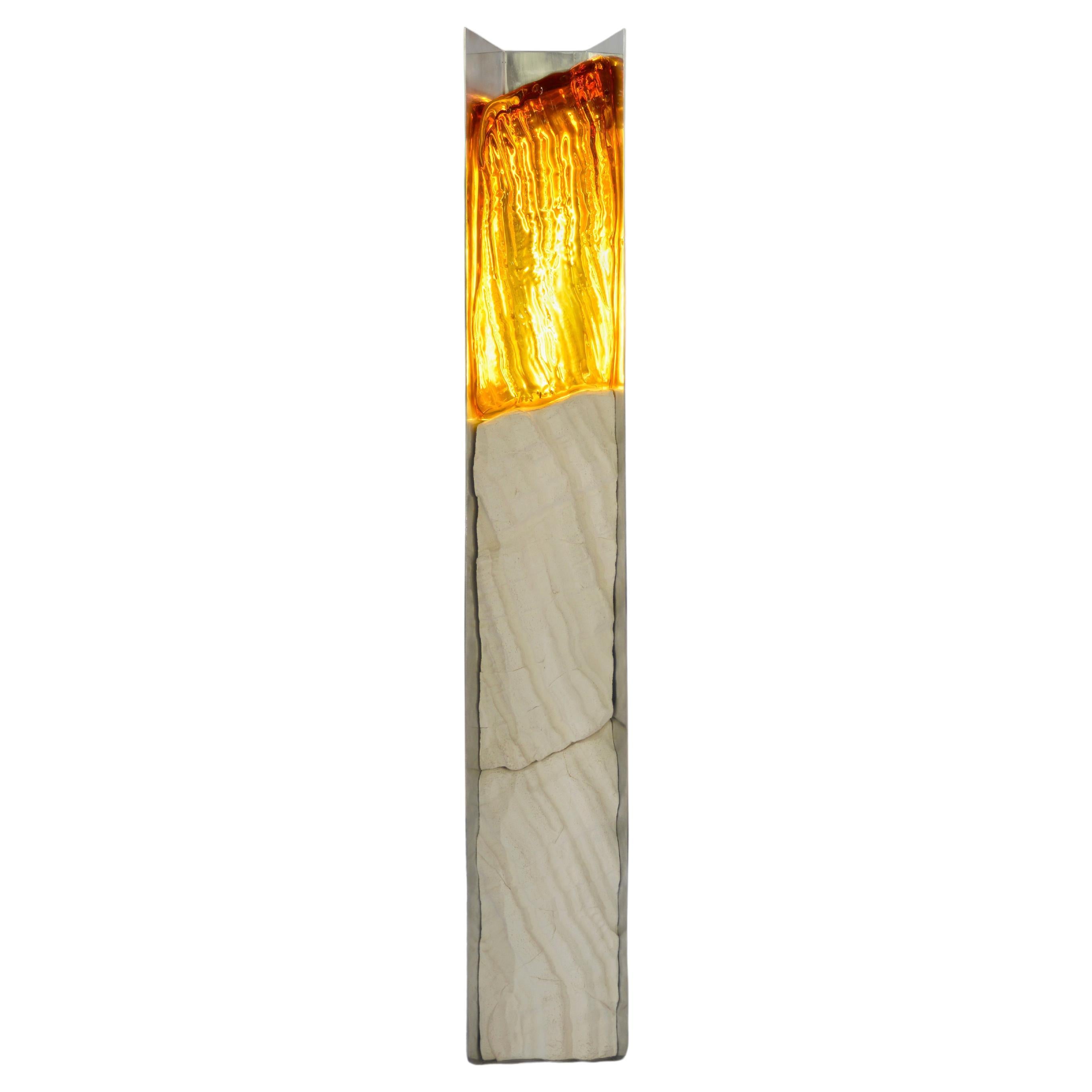 Lampada Future Fossils Magma in gres bianco e vetro giallo di Simon Johns in vendita