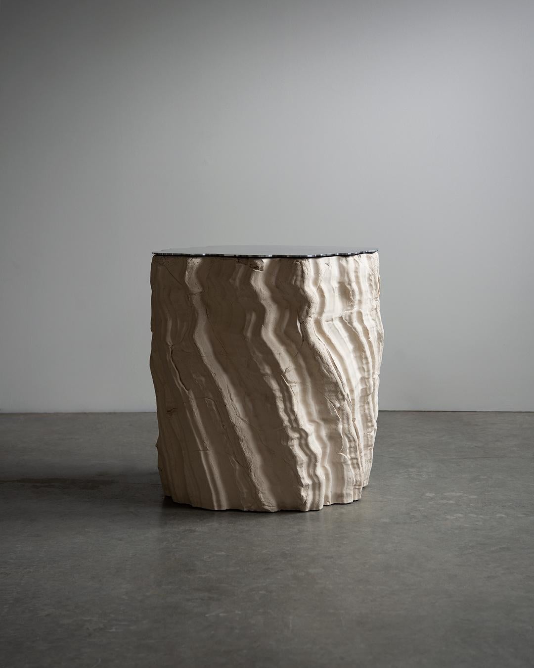 Aluminum Future Fossils Side Table in White Stoneware by Simon Johns For Sale