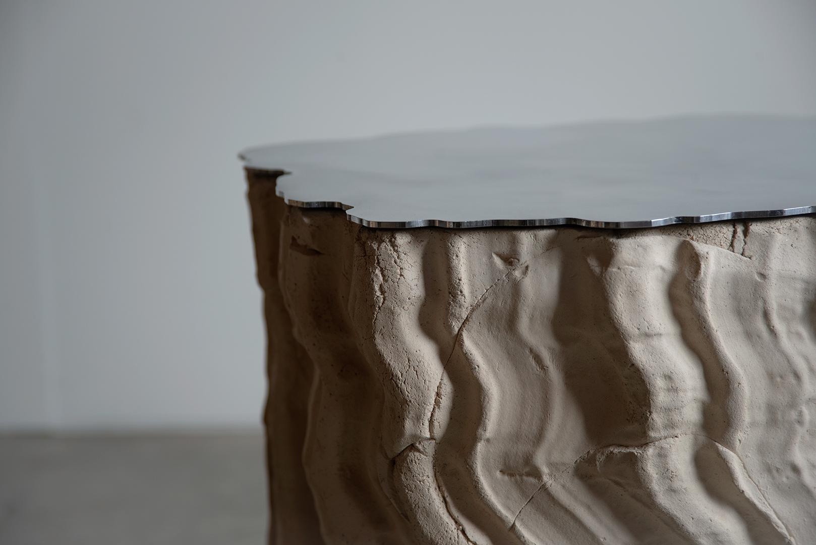 Contemporary Future Fossils Side Table in White Stoneware by Simon Johns For Sale
