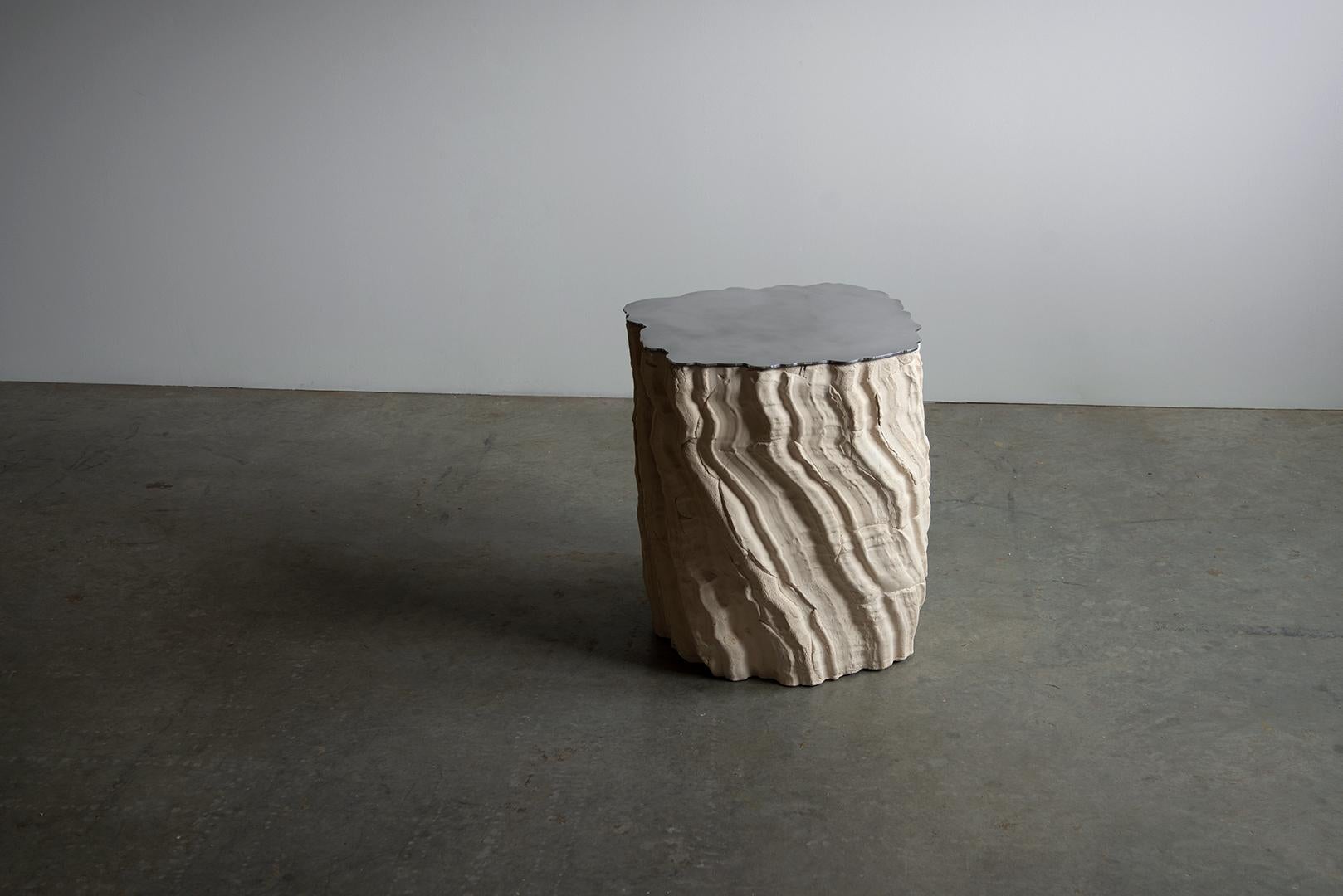 Future Fossils Side Table in White Stoneware by Simon Johns For Sale 5