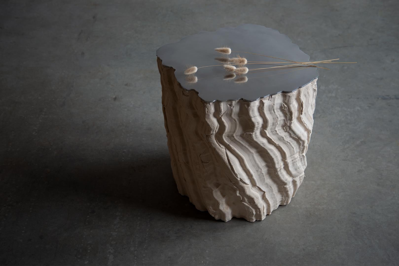Molded Future Fossils Side Table in White Stoneware by Simon Johns For Sale