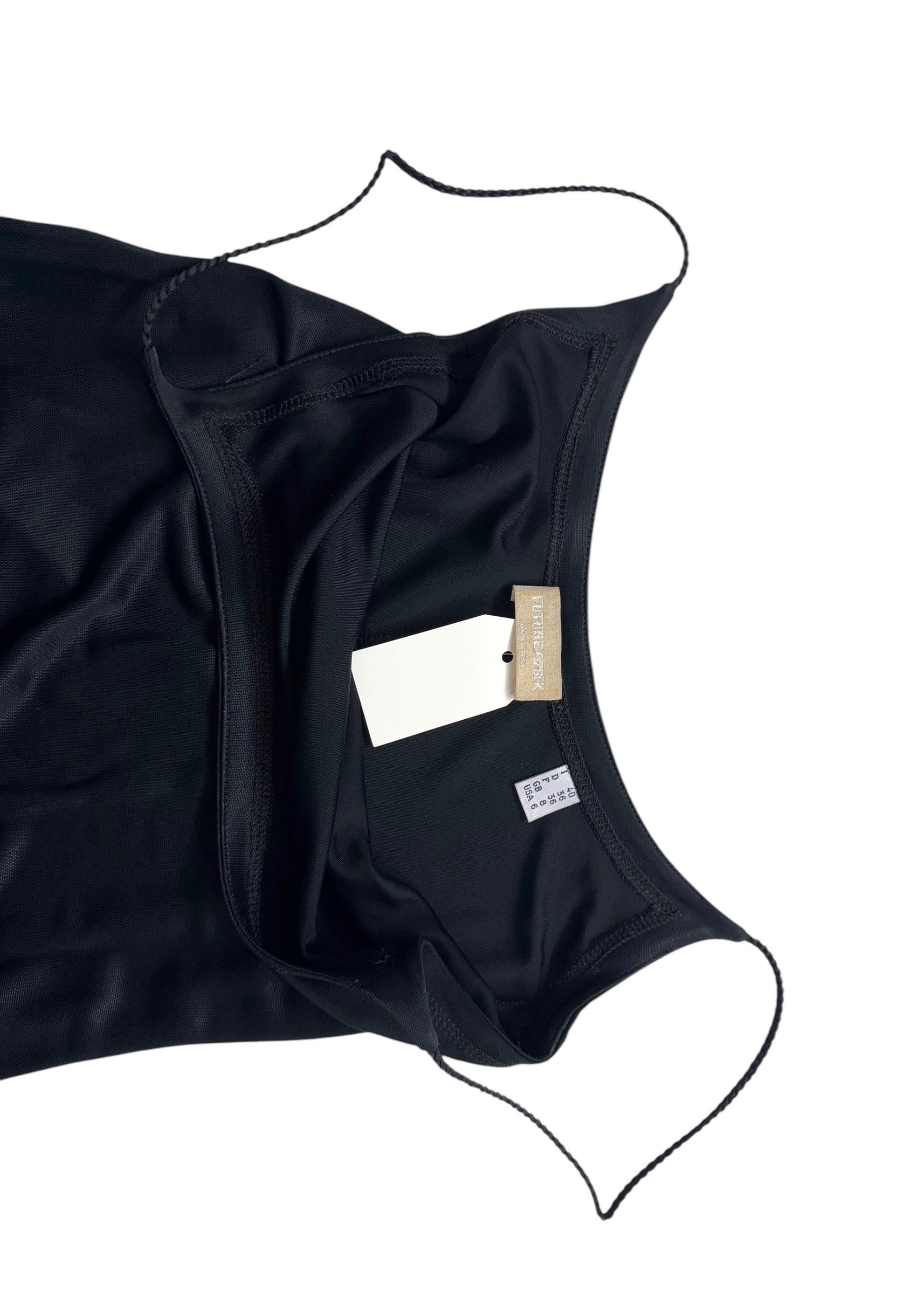 Future Ozbek Feather-Trimmed Black Slip Dress - For Sale 8