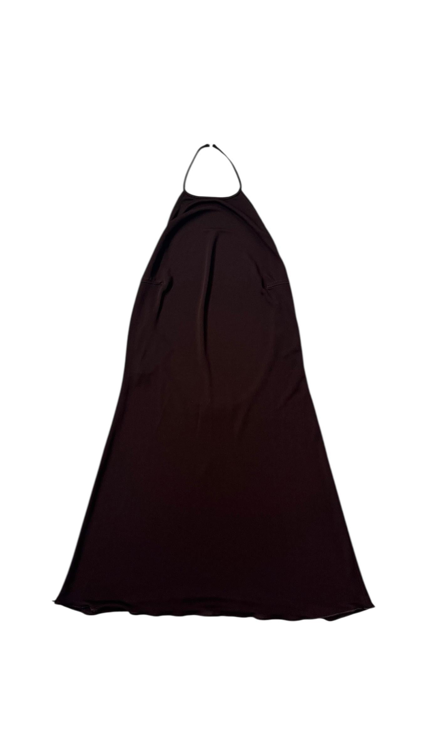 Future Ozbek Minimalist Halter Dress in Chocolate Brown - We pay for import duty in vendita 7