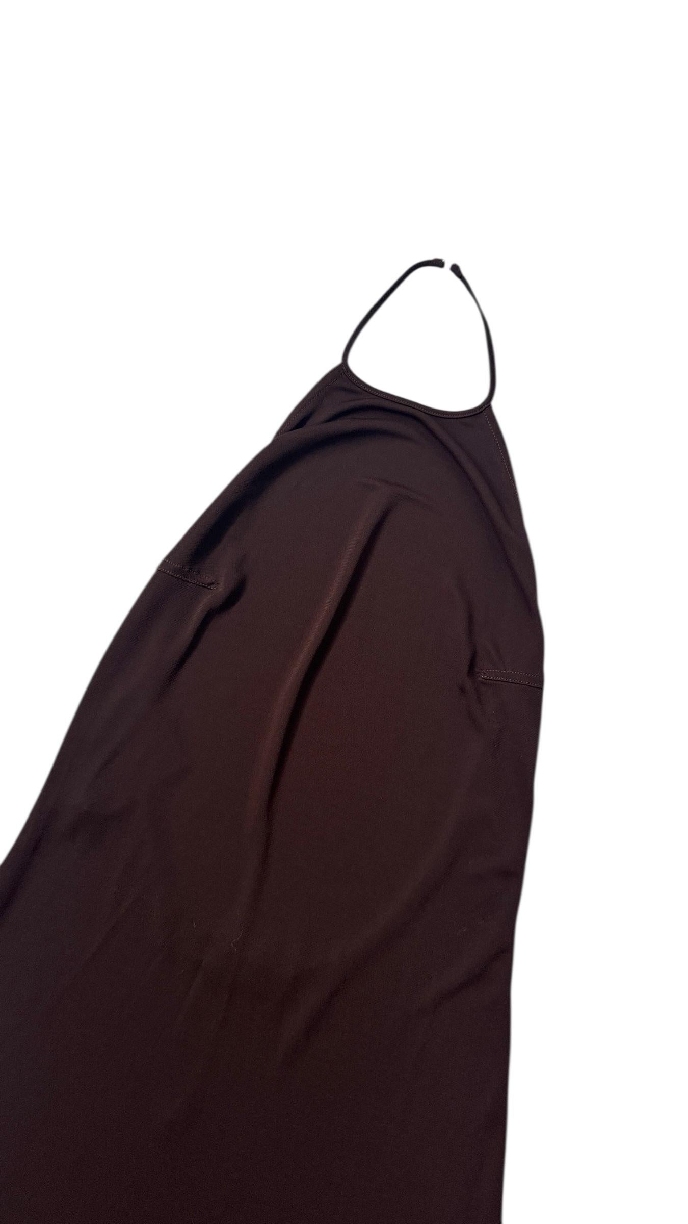 Future Ozbek Minimalist Halter Dress in Chocolate Brown - We pay for import duty in vendita 8