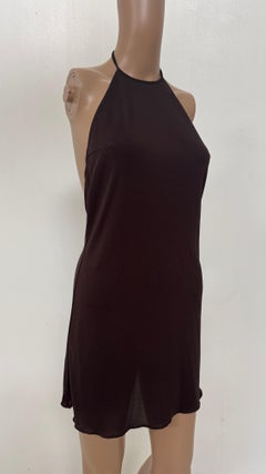 Future Ozbek Minimalist Halter Dress in Chocolate Brown