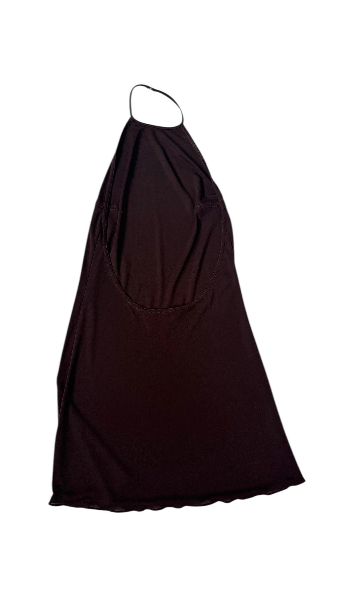 Future Ozbek Minimalist Halter Dress in Chocolate Brown - We pay for import duty in vendita 3