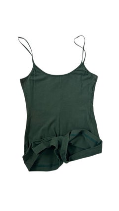 Future Ozbek Minimalist Jersey Playsuit in Deep Forest Green