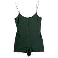 Future Ozbek Minimalist Jersey Playsuit in Deep Forest Green
