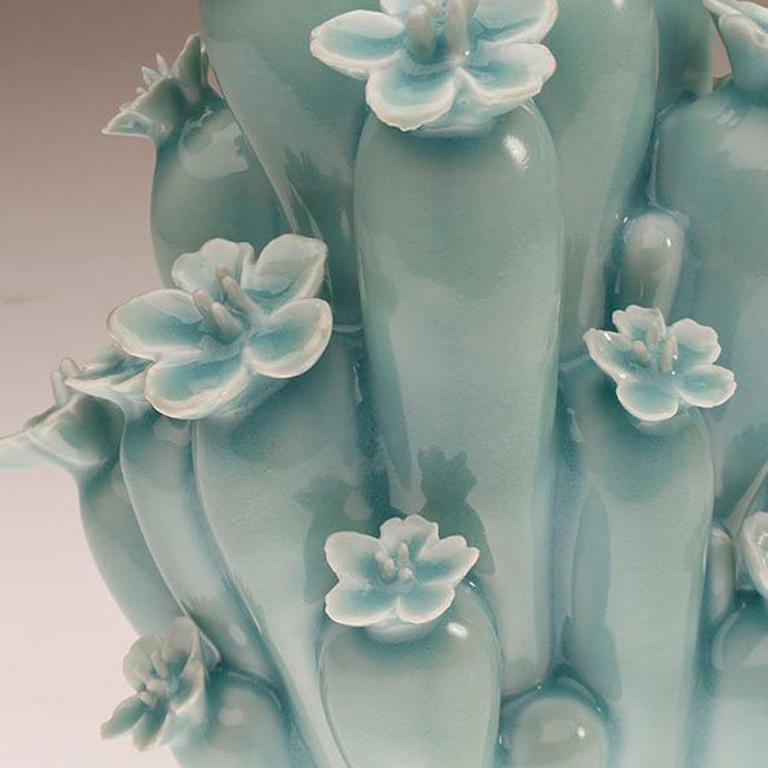 Celedon Flower Bonsai - Contemporary Mixed Media Art by Future Retrieval (Katie Parker and Guy Michael Davis)