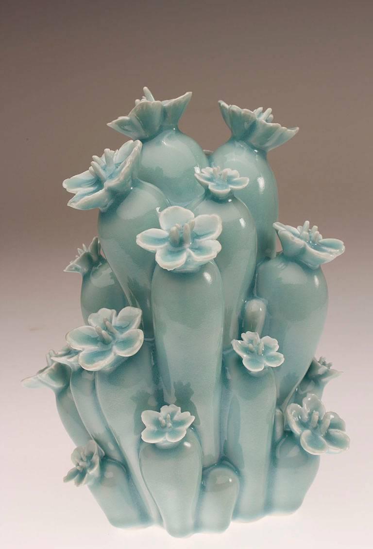 Celedon Flower Bonsai - Mixed Media Art by Future Retrieval (Katie Parker and Guy Michael Davis)