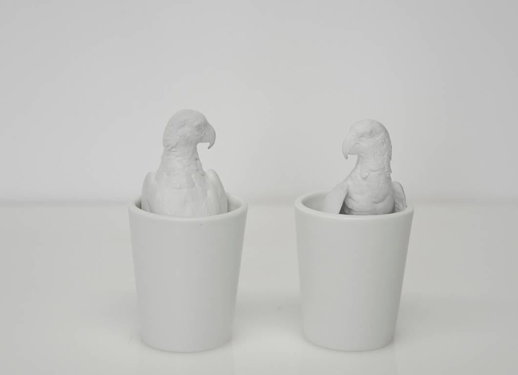 Parrot Cups - Sculpture by Future Retrieval (Katie Parker and Guy Michael Davis)