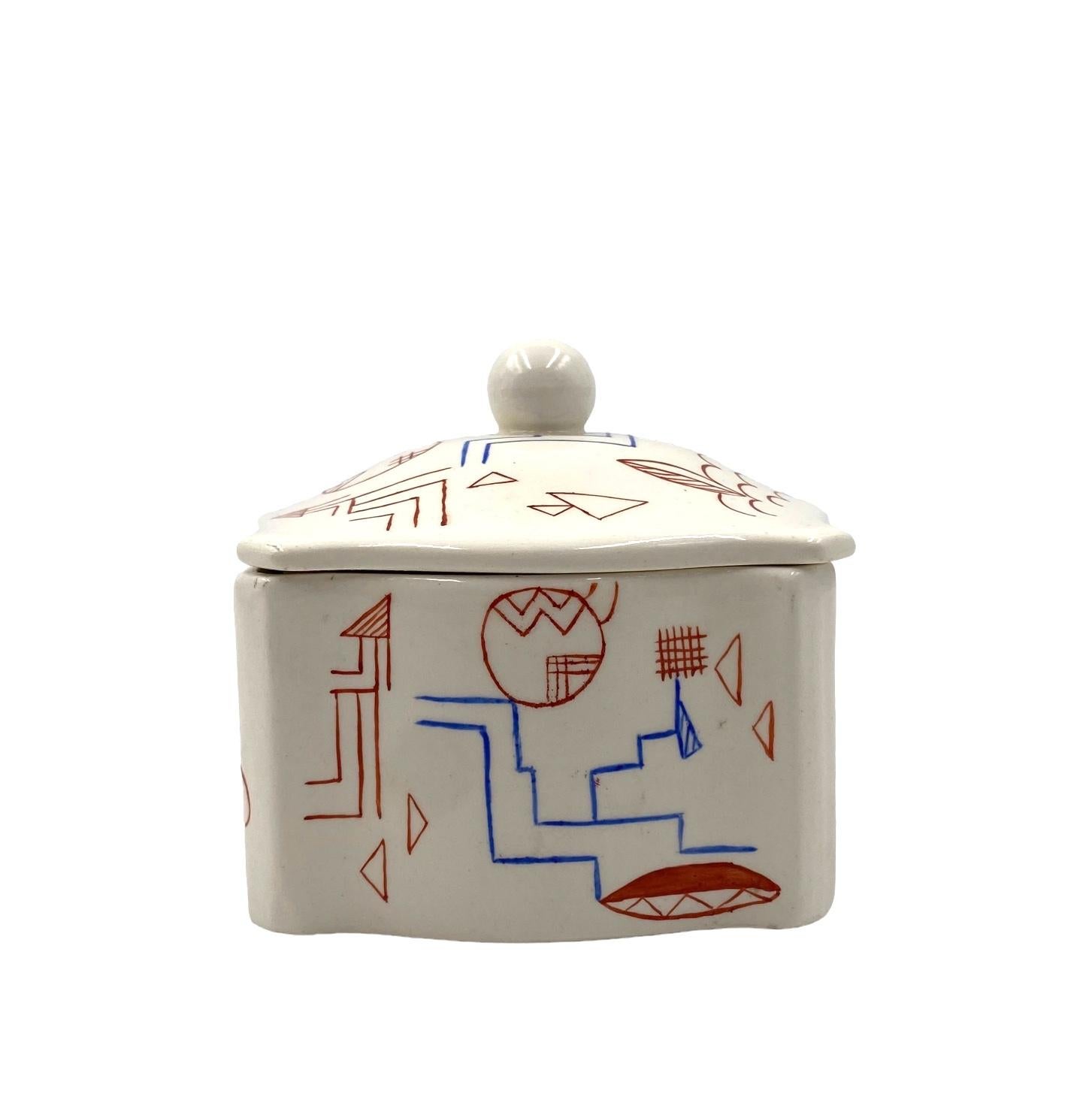 Futurist ceramic box, Germany 1930s For Sale 4