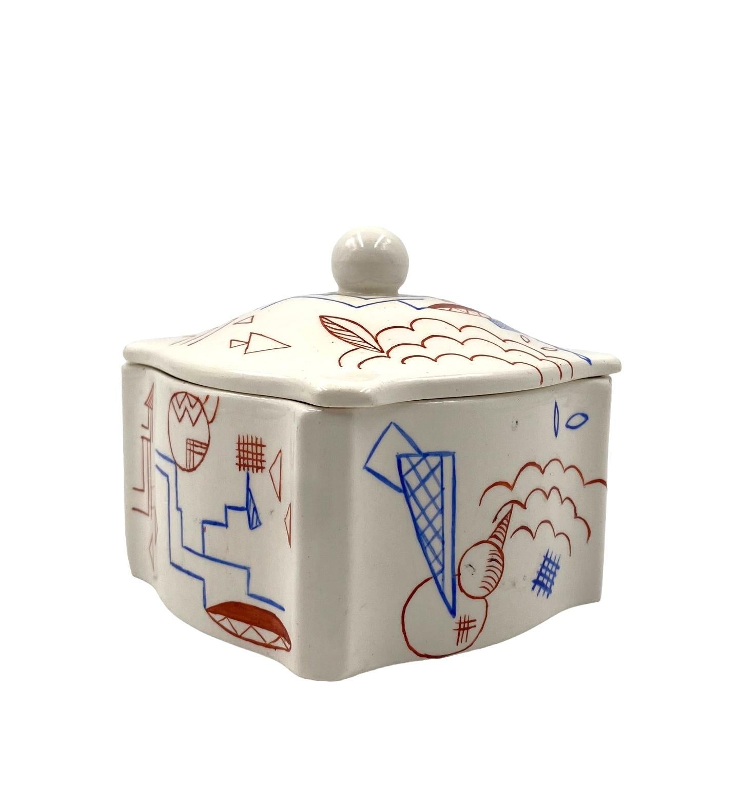 Futurist ceramic box, Germany 1930s For Sale 5
