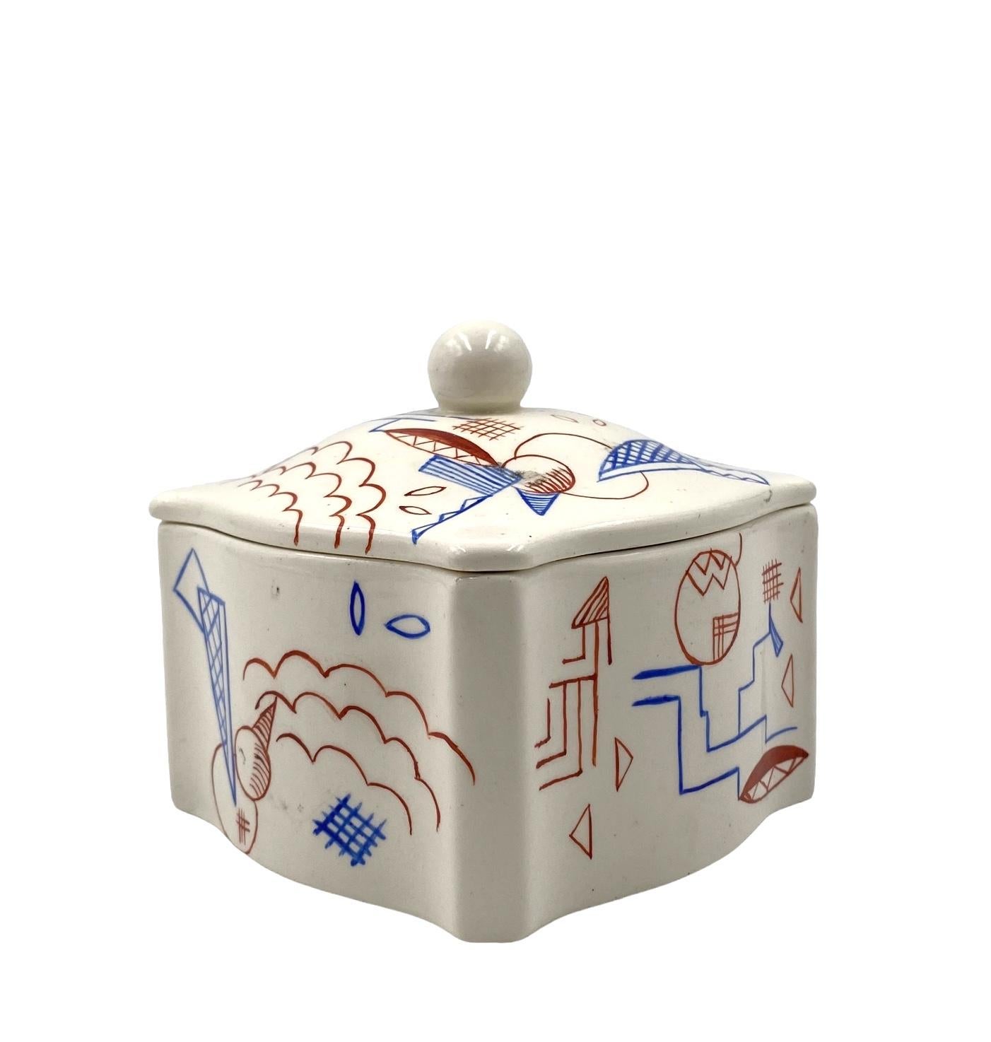 Futurist ceramic box, Germany 1930s For Sale 7