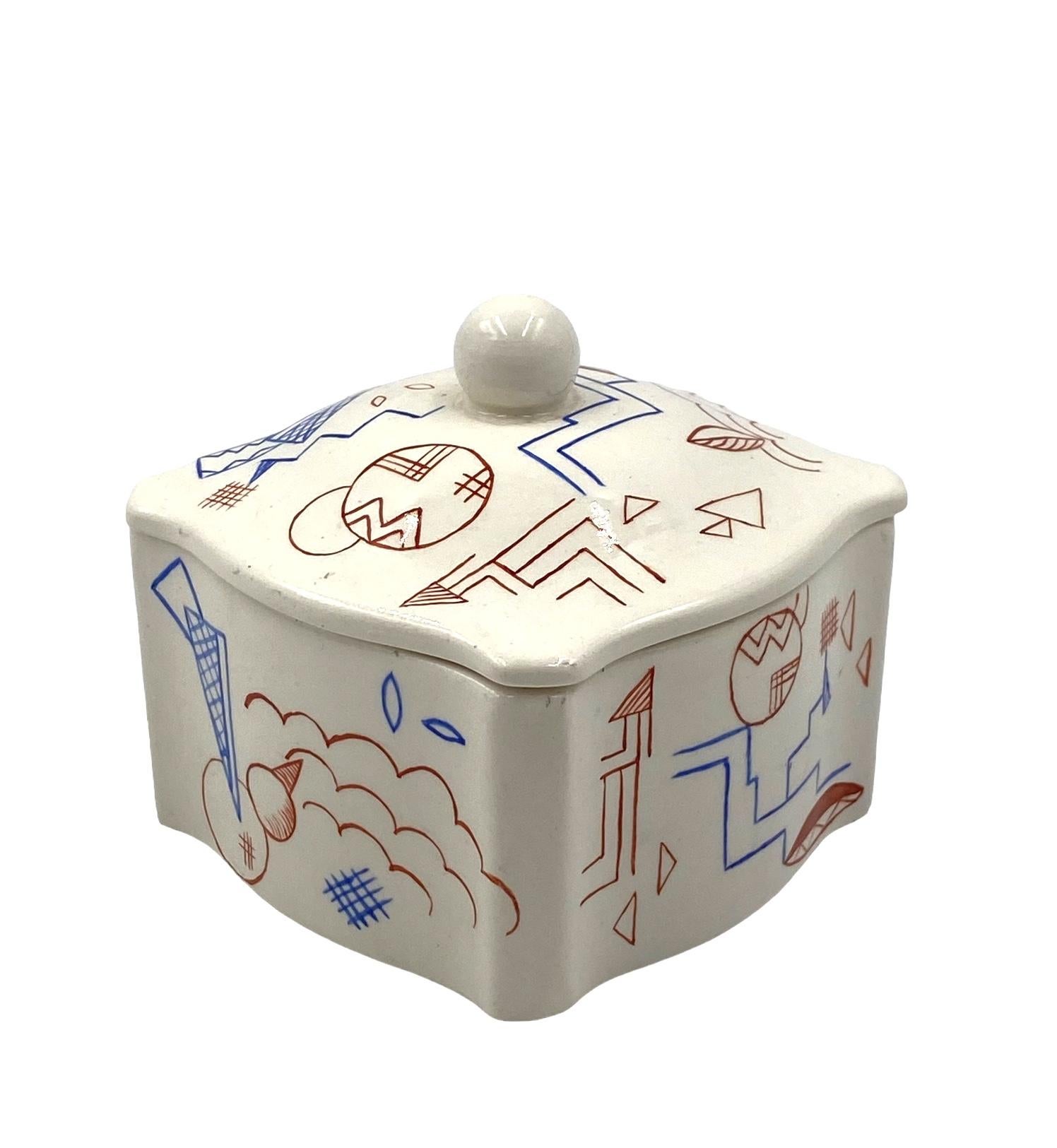 Futurist ceramic box, Germany 1930s For Sale 11