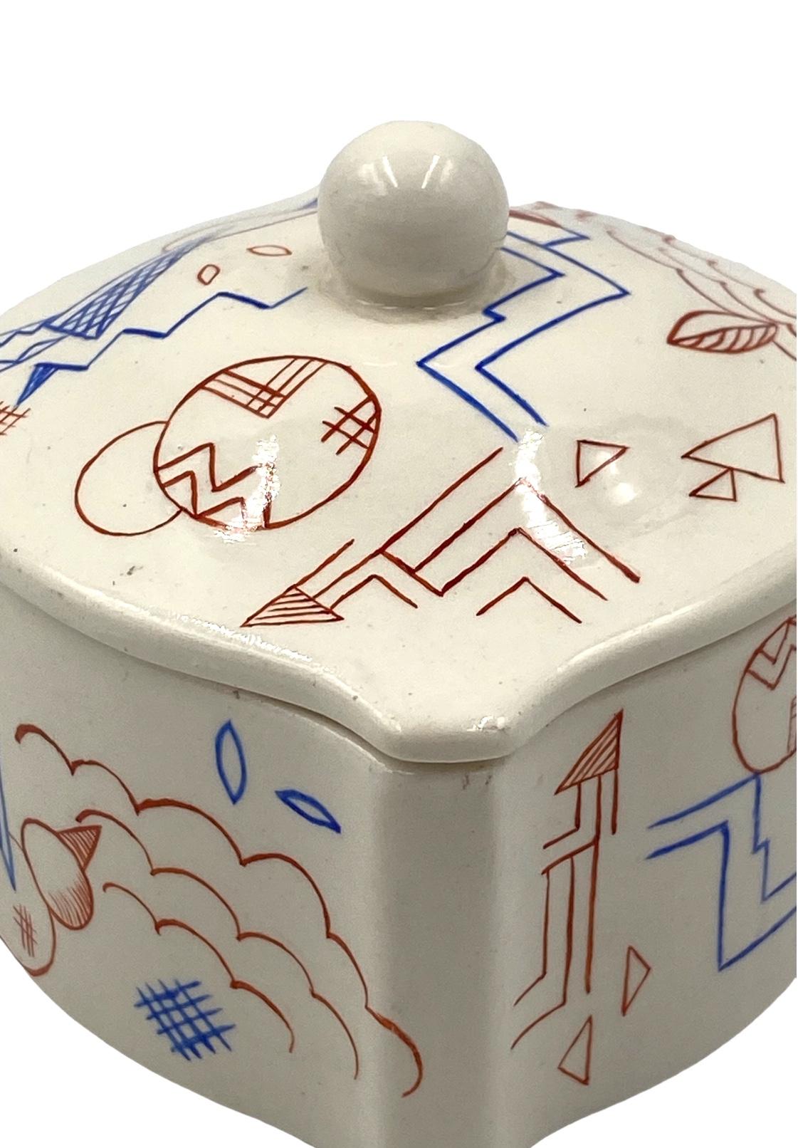 Futurist ceramic box, Germany 1930s For Sale 12