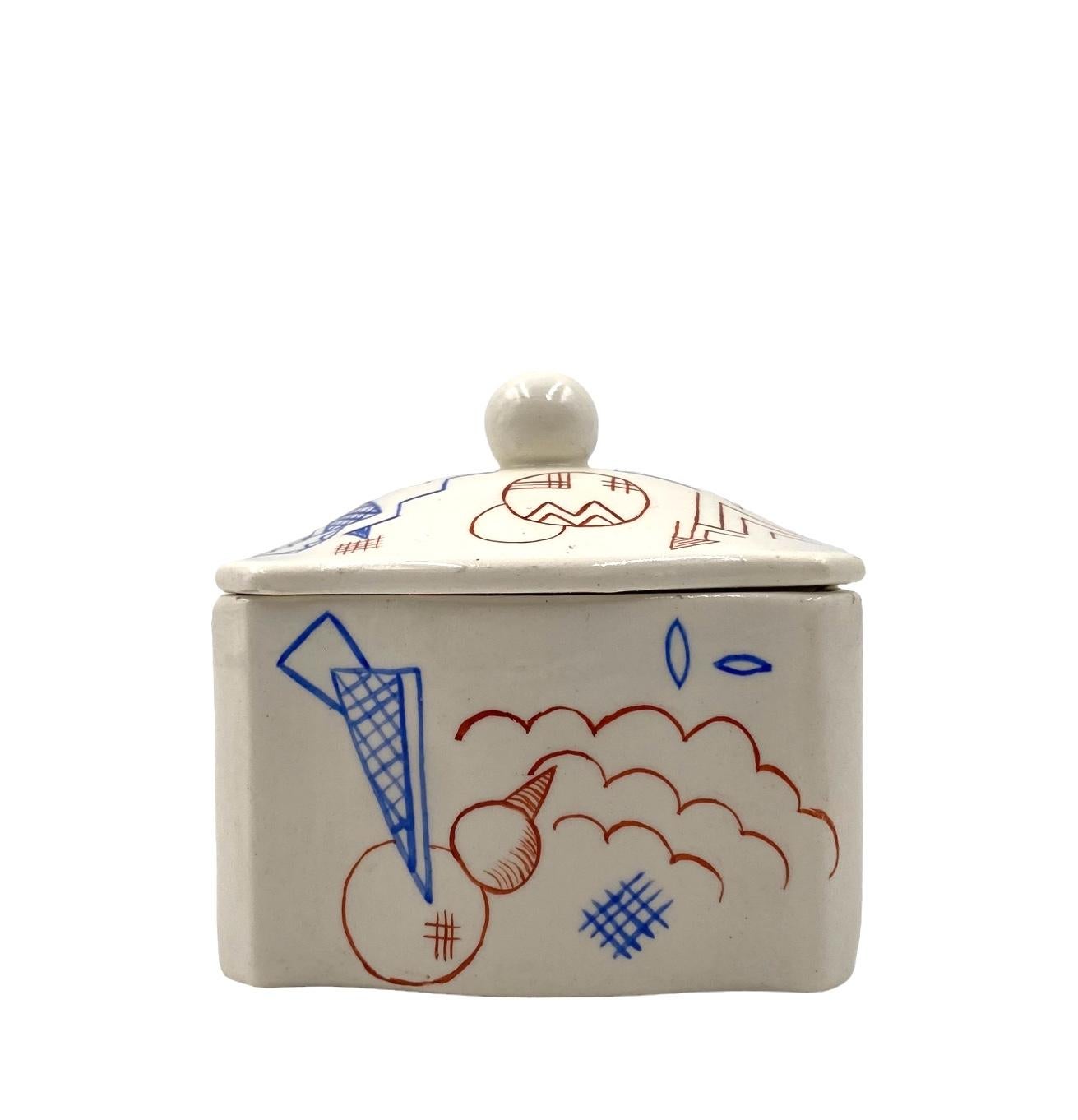 Futurist ceramic box, Germany 1930s For Sale 1