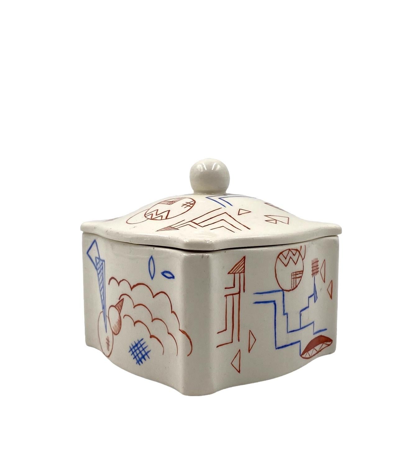 Futurist ceramic box, Germany 1930s For Sale 3