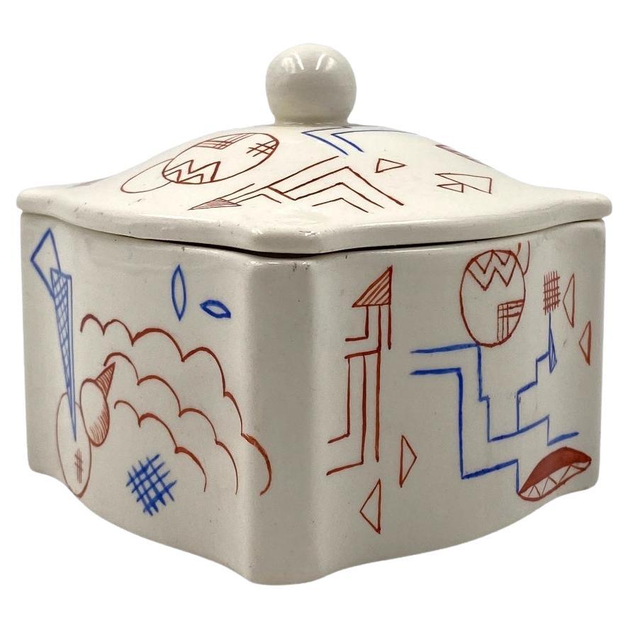 Futurist ceramic box, Germany 1930s For Sale