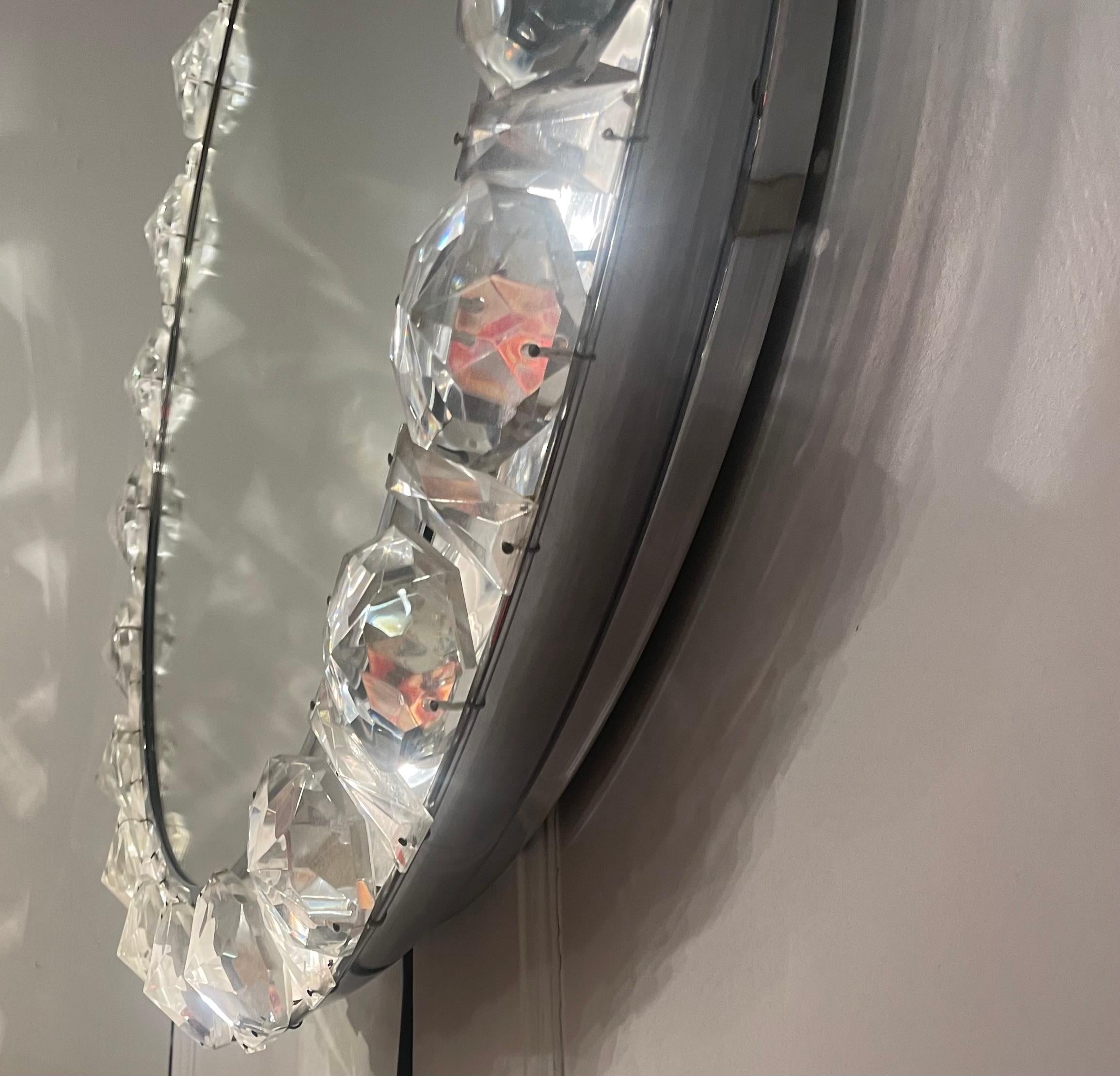 Miroir circulaire futuriste en verre taillé, Allemagne, 1970 Bon état - En vente à Brussels, BE