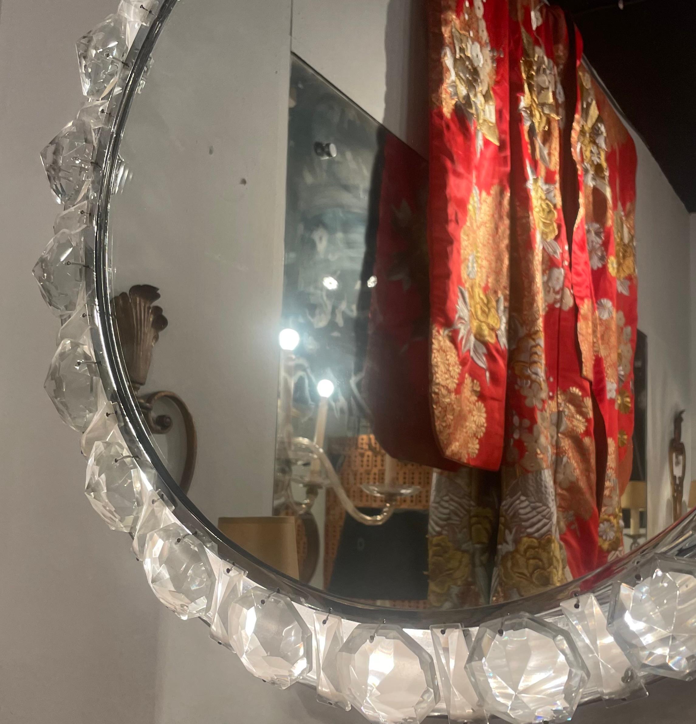 Métal Miroir circulaire futuriste en verre taillé, Allemagne, 1970 en vente